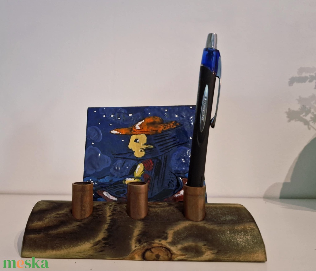 Asztali tolltartó tűzzomác képpel Éjjeli csónakos címmel - otthon & életmód - tárolás & rendszerezés - íróasztali tároló - Meska.hu