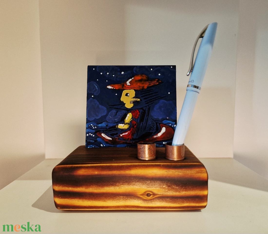 Asztali tolltartó tűzzomác képpel Éjjeli csónakos címmel - otthon & életmód - tárolás & rendszerezés - íróasztali tároló - Meska.hu