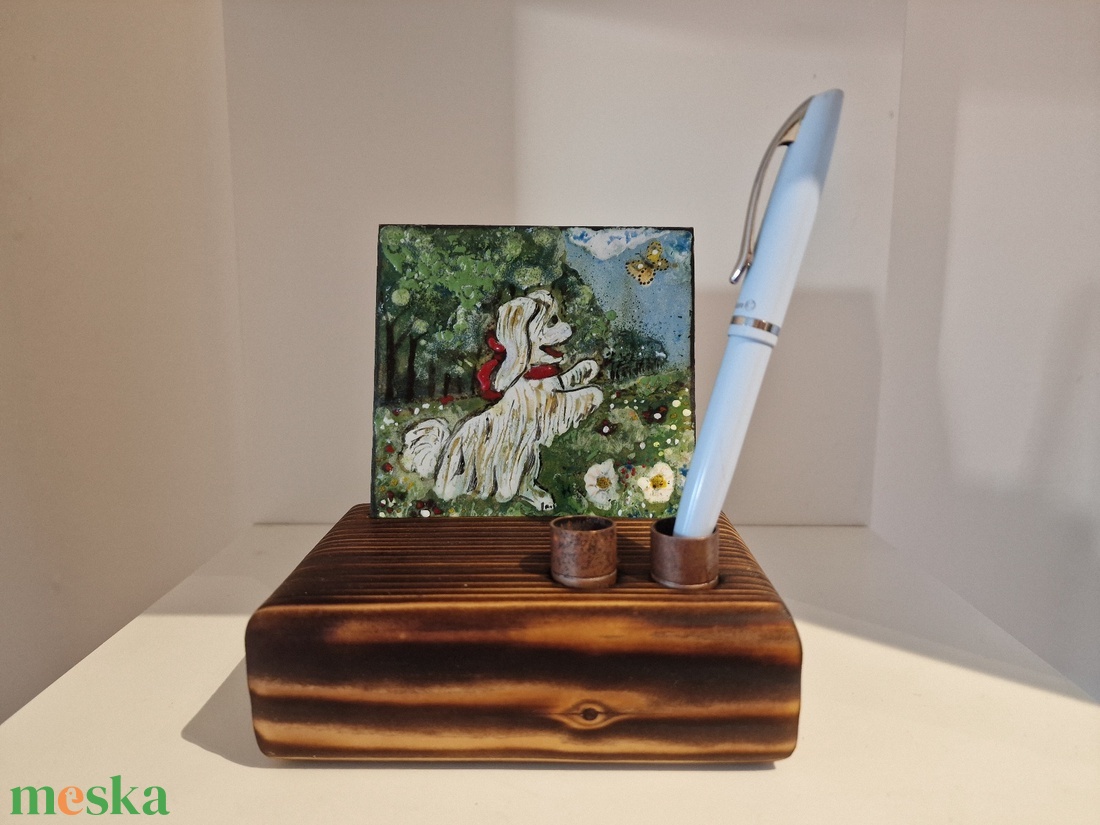 Asztali tolltartó tűzzomác képpel Szepi, a törpepincsiről - otthon & életmód - tárolás & rendszerezés - íróasztali tároló - Meska.hu