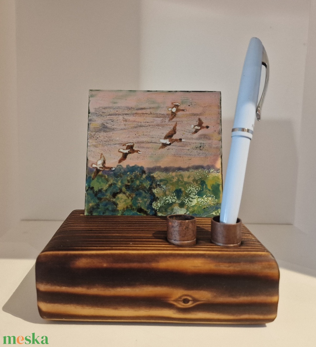 Asztali tolltartó tűzzomác képpel vadludakról - otthon & életmód - tárolás & rendszerezés - íróasztali tároló - Meska.hu