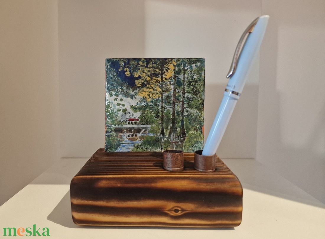 Asztali tolltartó tűzzomác képpel mocsári ciprusokról - otthon & életmód - tárolás & rendszerezés - íróasztali tároló - Meska.hu