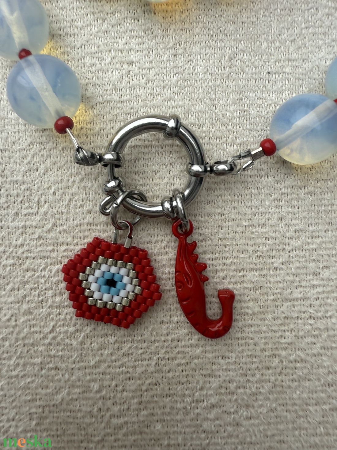 Természetes kőből és gyöngyökből készült nyaklánc - ékszer - nyaklánc - gyöngyös nyaklánc - Meska.hu