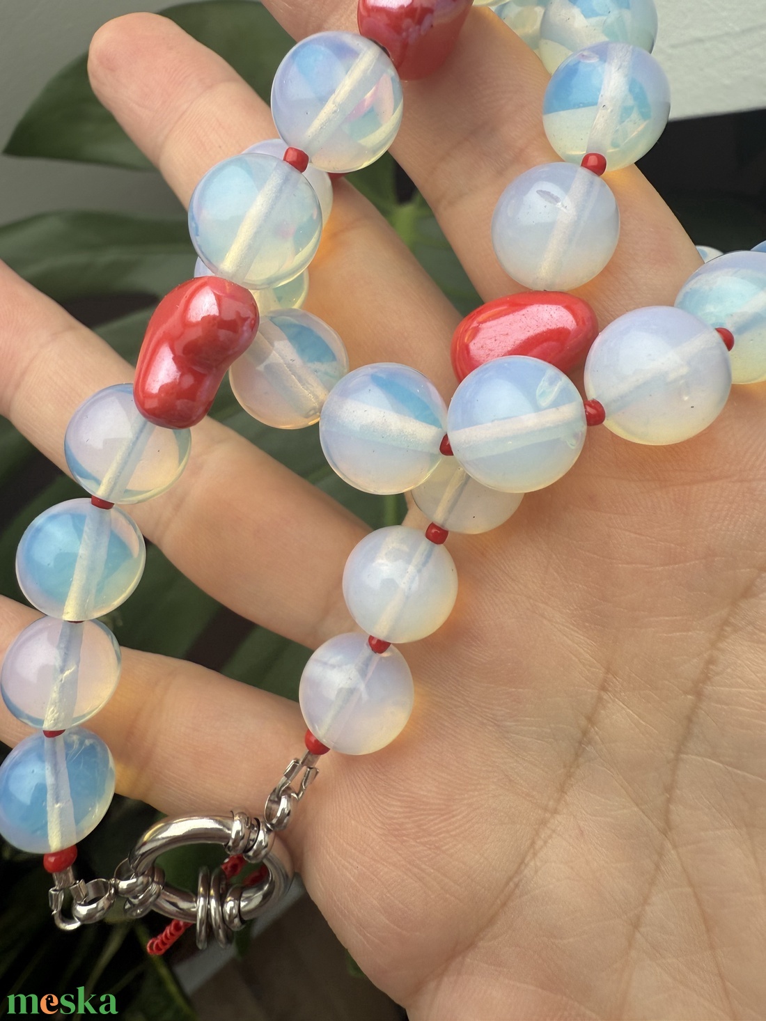 Természetes kőből és gyöngyökből készült nyaklánc - ékszer - nyaklánc - gyöngyös nyaklánc - Meska.hu