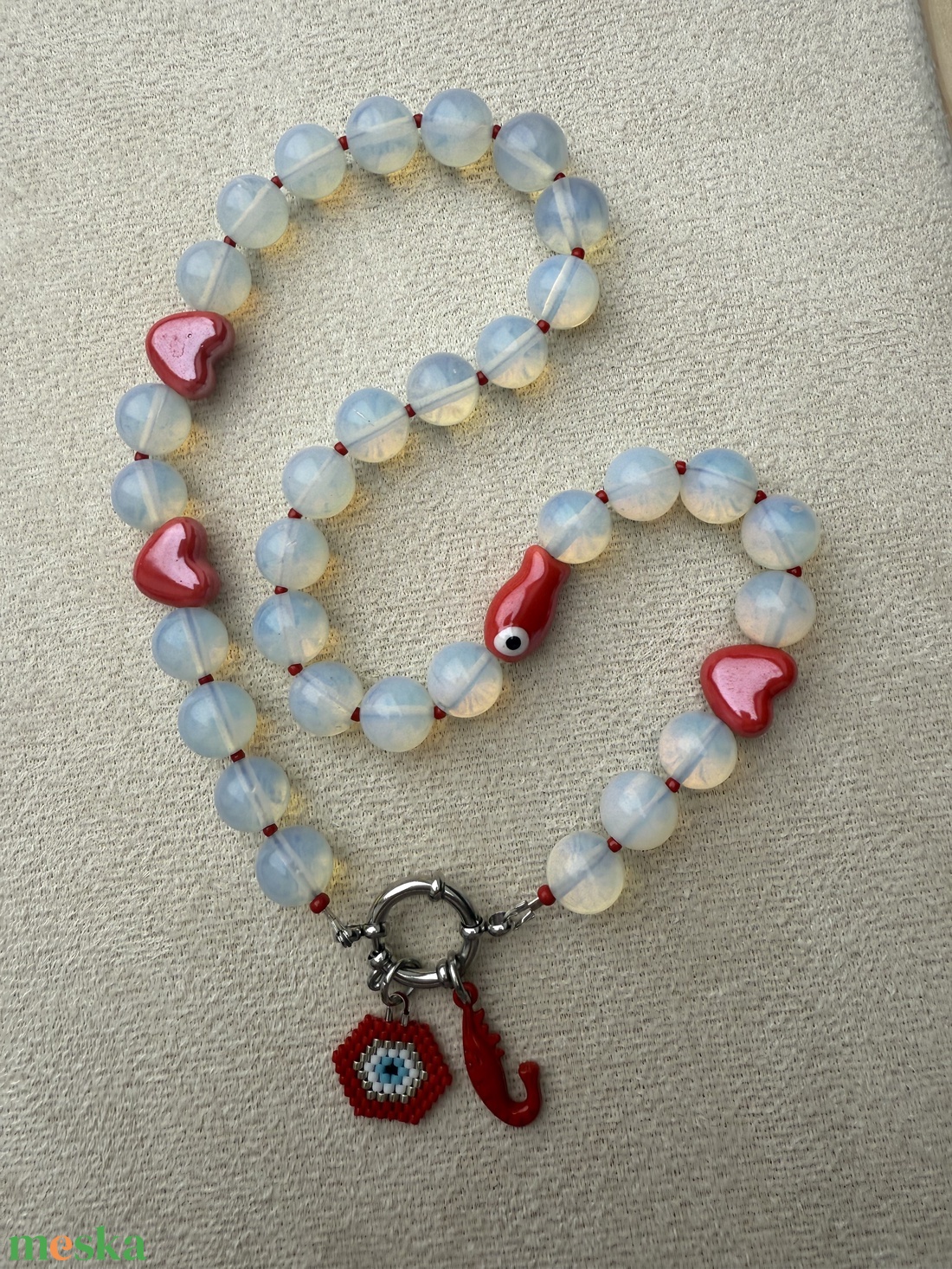 Természetes kőből és gyöngyökből készült nyaklánc - ékszer - nyaklánc - gyöngyös nyaklánc - Meska.hu