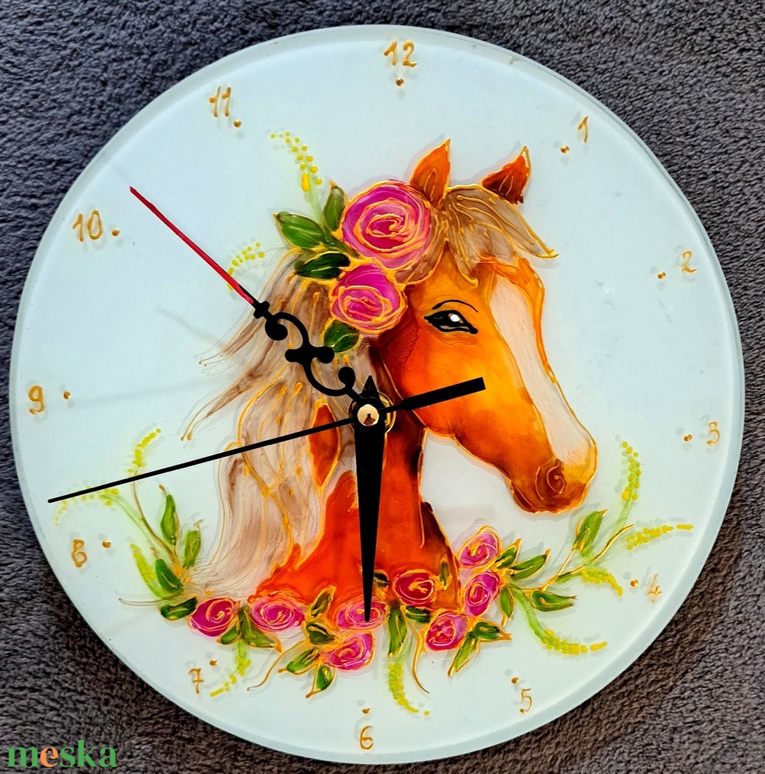 Barna lovas mintával festett üveg óra-üvgre festett óra - otthon & életmód - dekoráció - fali és függő dekoráció - falióra & óra - Meska.hu Barna lovas mintával festett üveg óra-üvgre festett óra - otthon & életmód - dekoráció - fali és függő dekoráció - falióra & óra - Meska.hu
