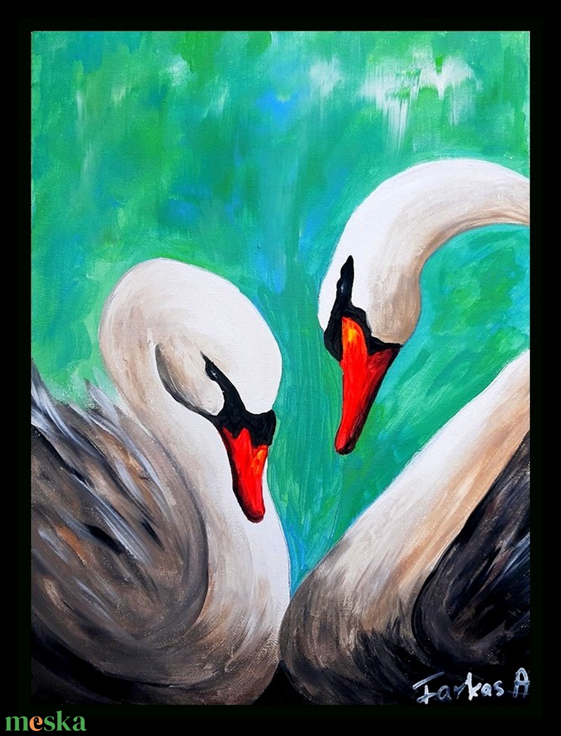 Balatoni hattyúk festmény-vászonra készült akril festmény - művészet - festmény - akril - Meska.hu