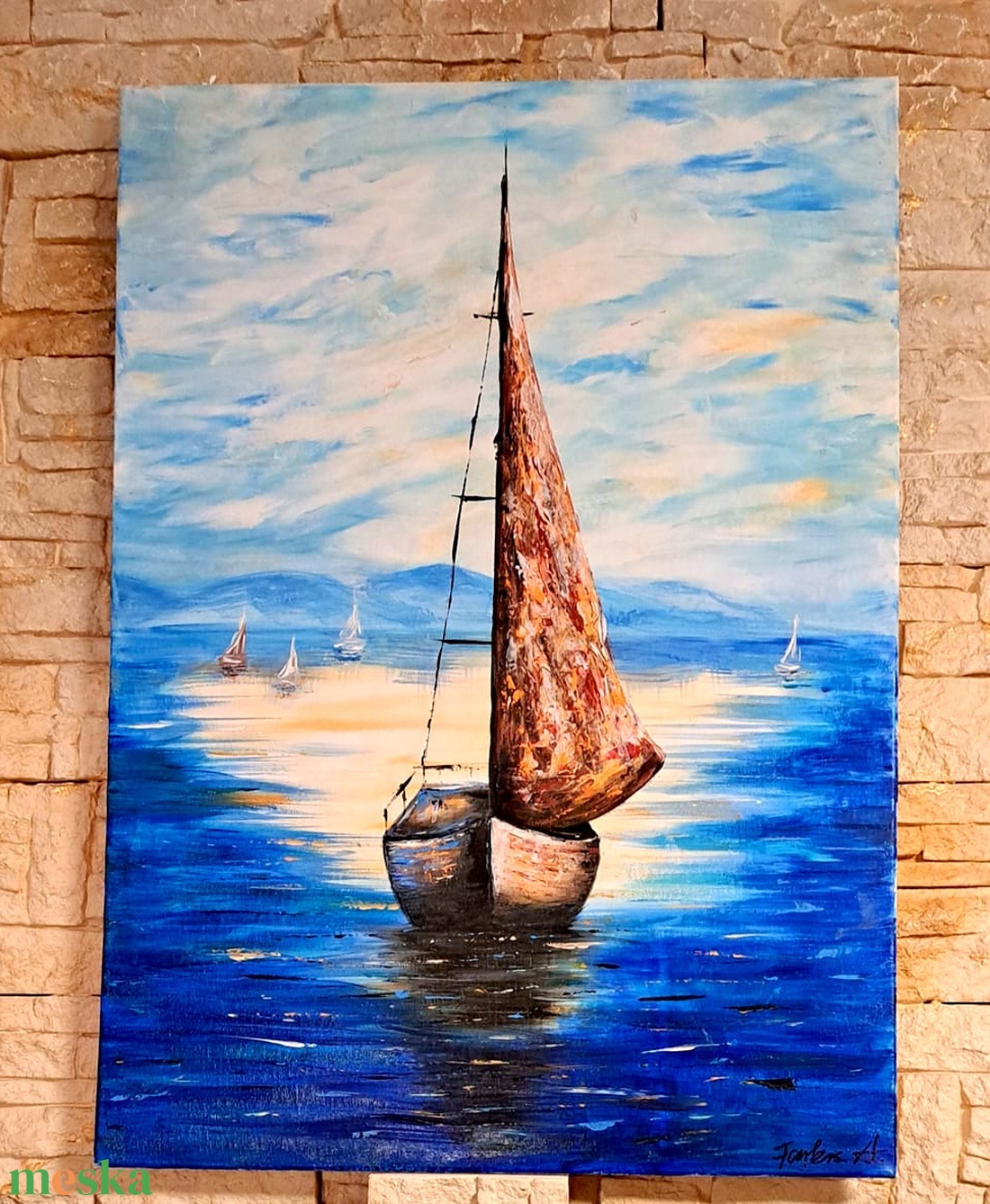 Szikrátó víztükör-akril festmény vászonra - művészet - festmény - akril - Meska.hu