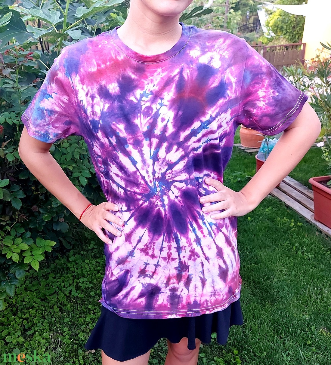 Póló batikolt festett-festett póló - ruha & divat - női ruha - póló, felső - Meska.hu