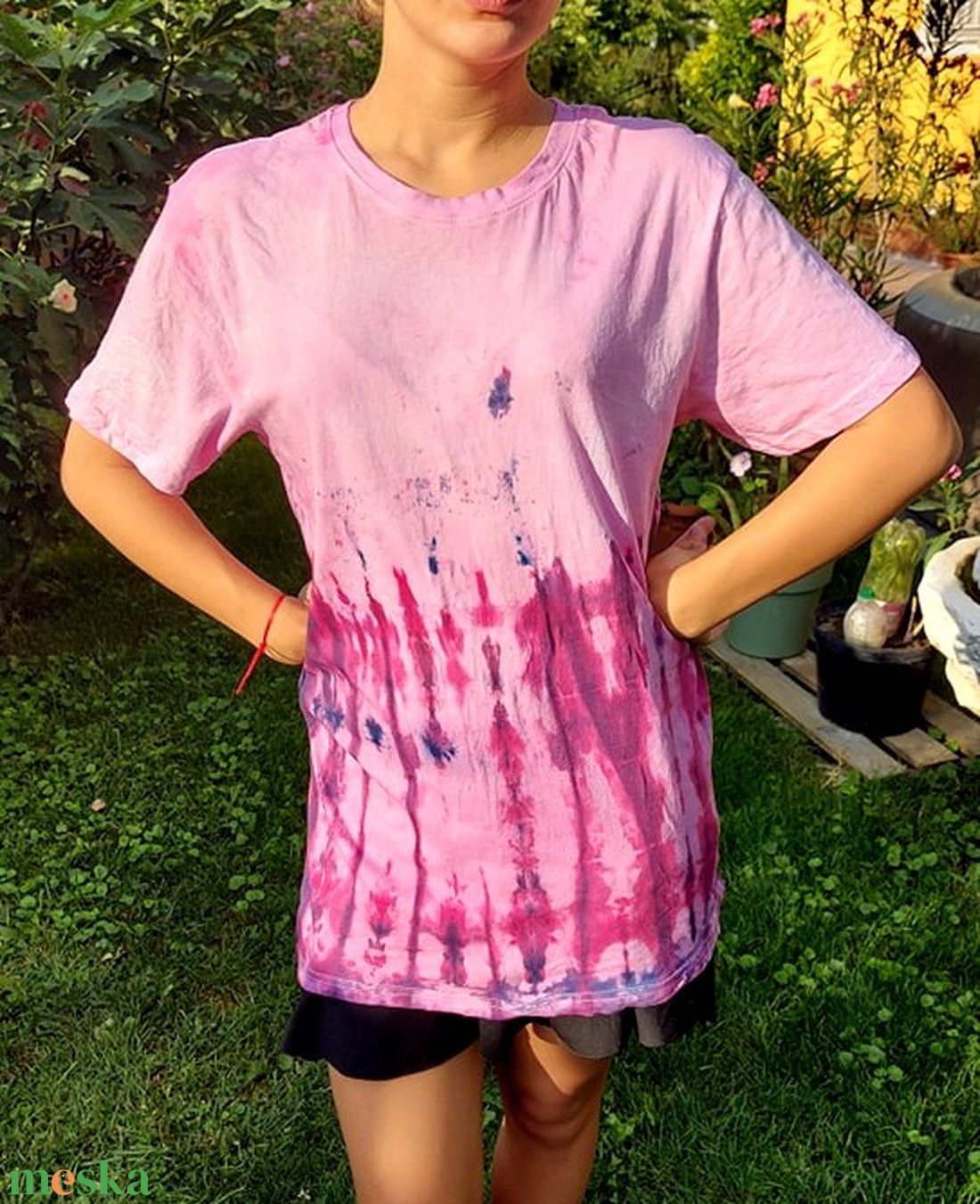 Póló batikolt festett-festett póló - ruha & divat - női ruha - póló, felső - Meska.hu