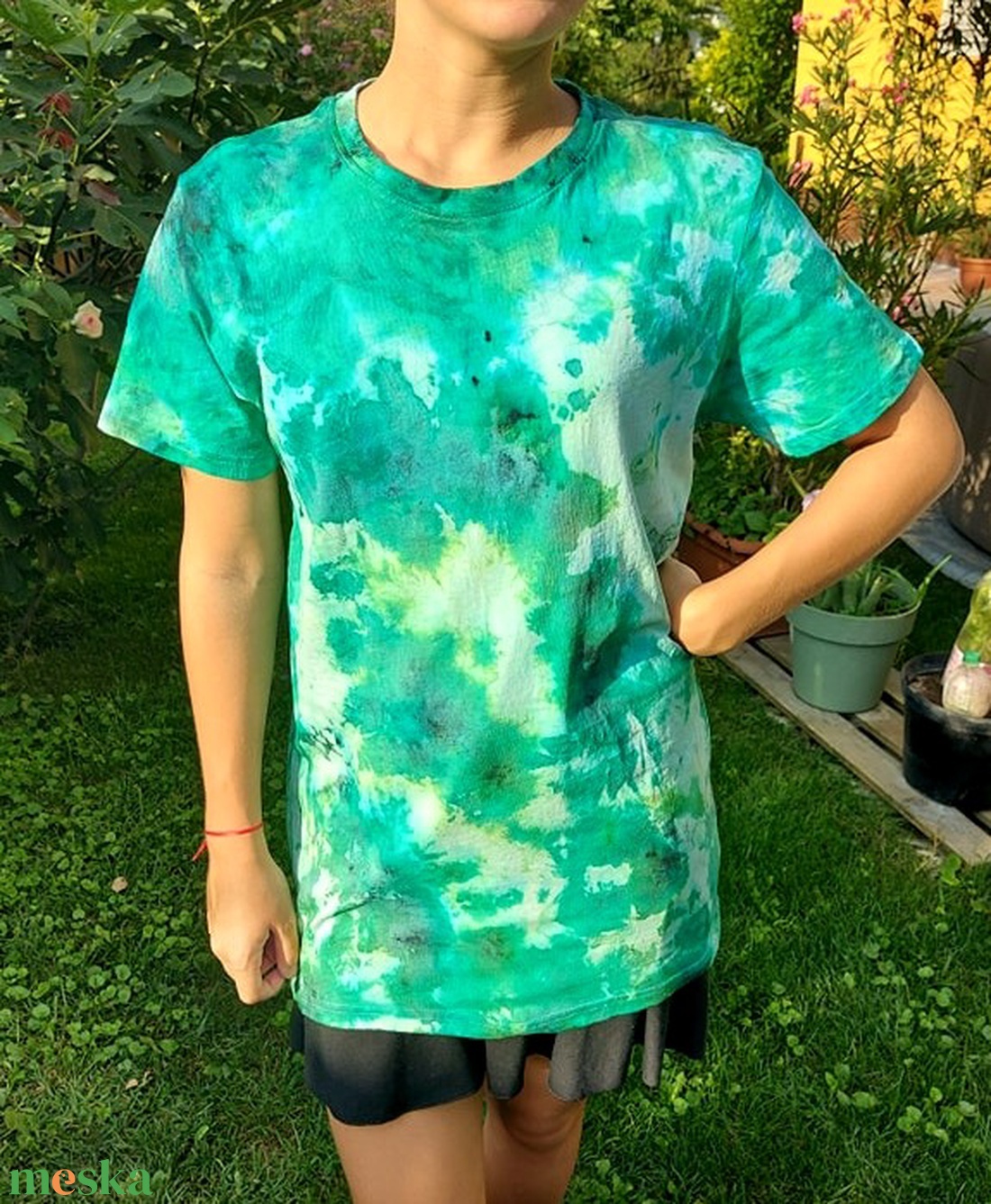 Póló batikolt festett-festett póló - ruha & divat - női ruha - póló, felső - Meska.hu