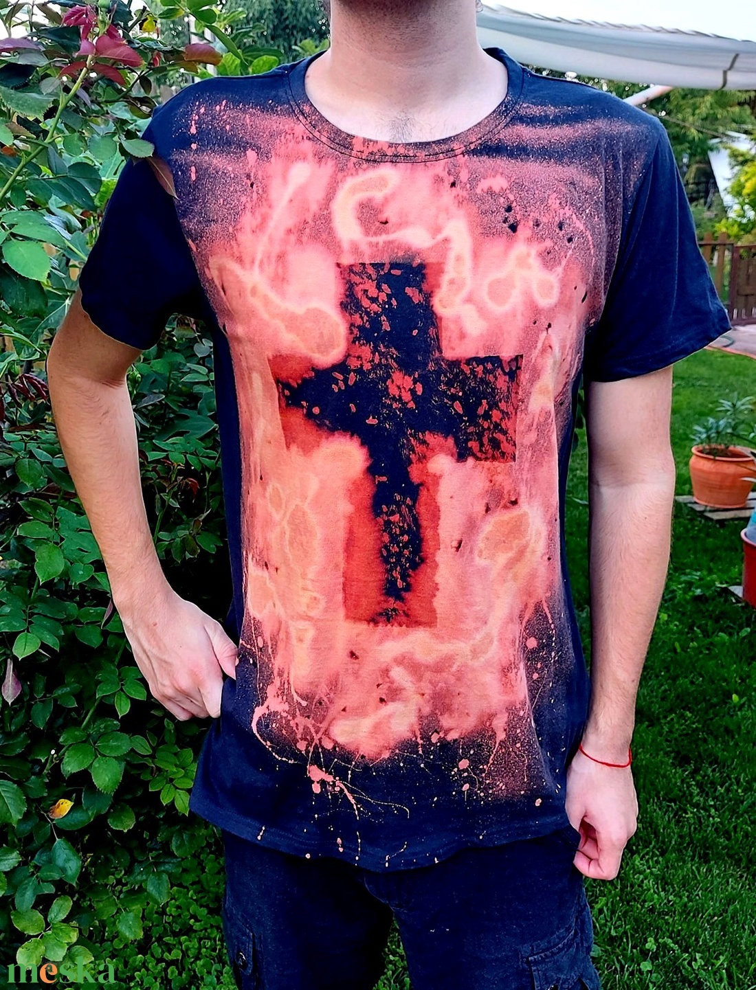Póló festett-batikolt póló - ruha & divat - férfi ruha - póló - Meska.hu