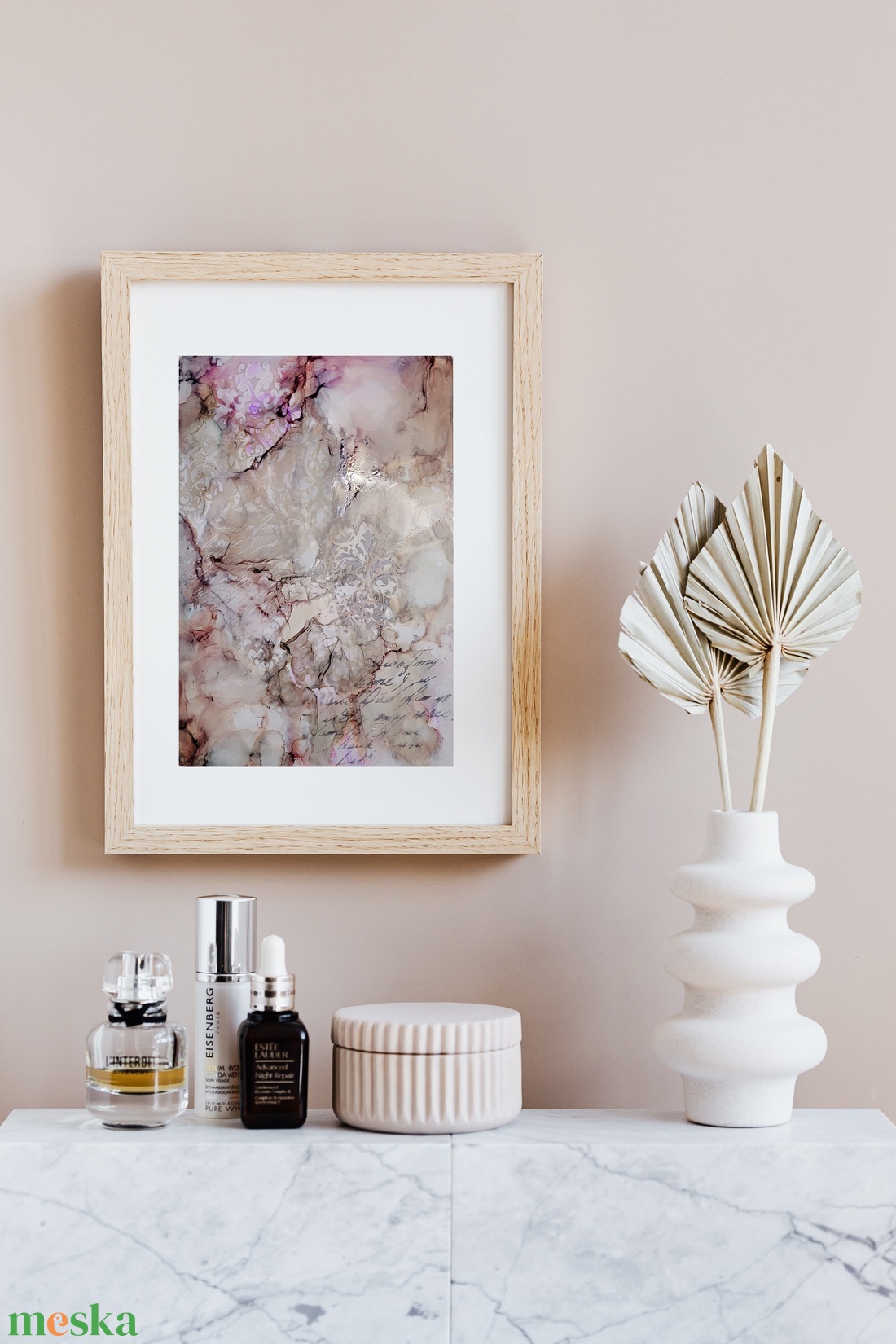 Beige Alcohol ink art - művészet - festmény - festmény vegyes technika - Meska.hu