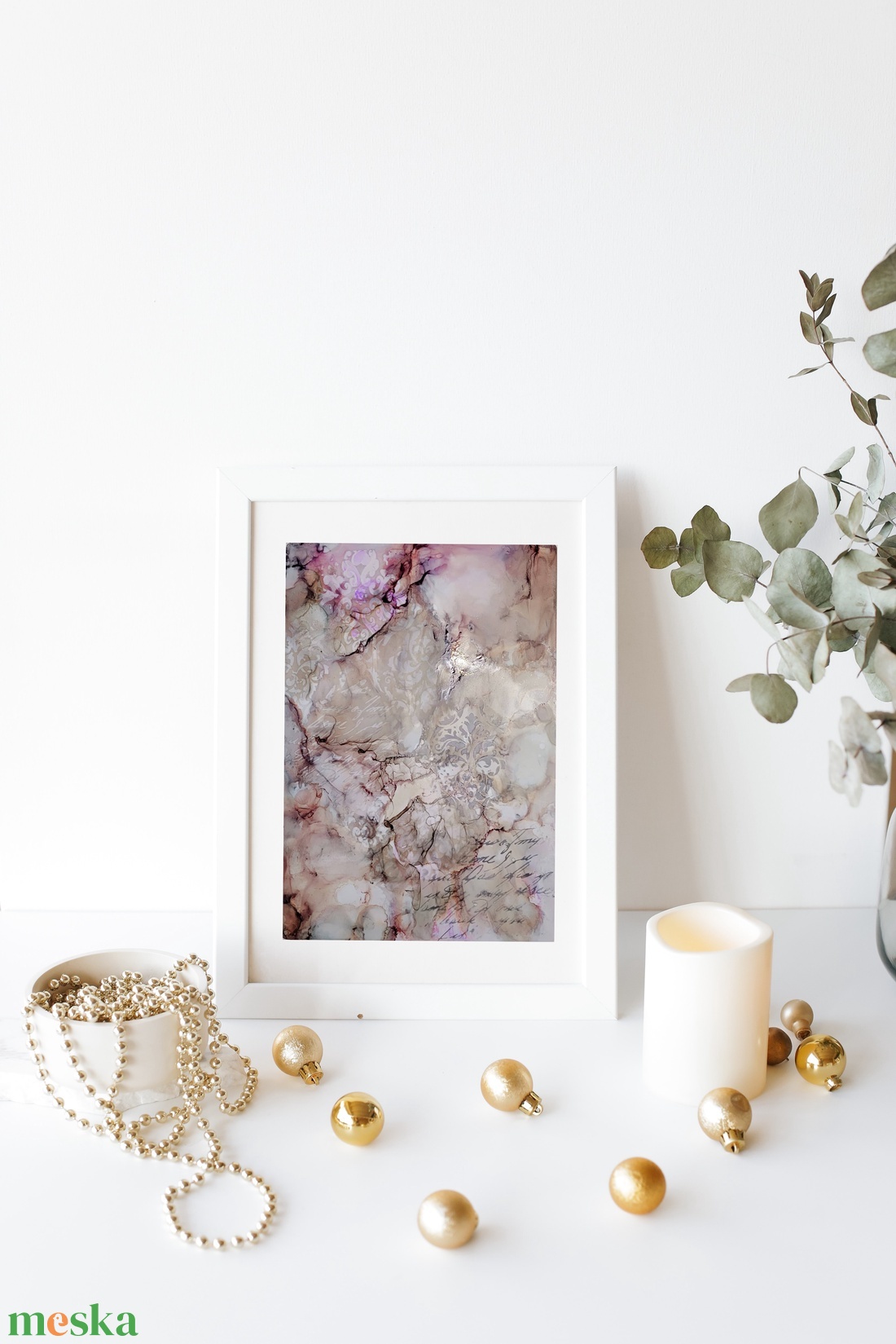 Beige Alcohol ink art - művészet - festmény - festmény vegyes technika - Meska.hu