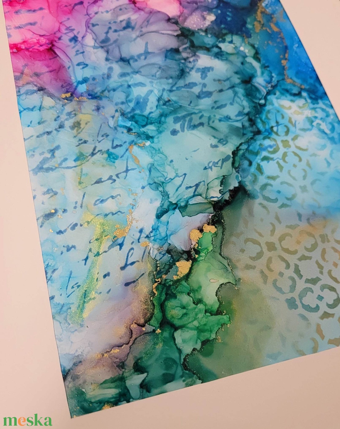 Türkiz Alcohol ink art - művészet - festmény - festmény vegyes technika - Meska.hu