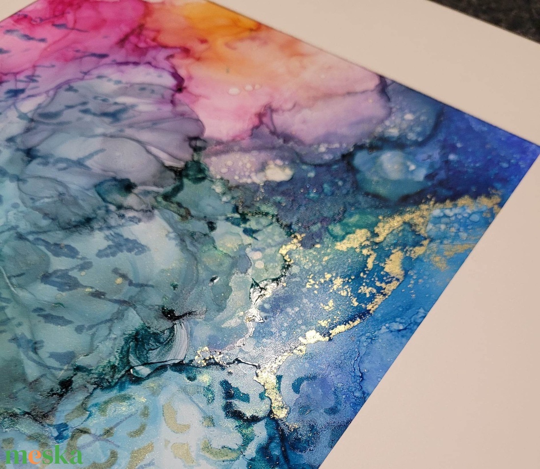 Türkiz Alcohol ink art - művészet - festmény - festmény vegyes technika - Meska.hu