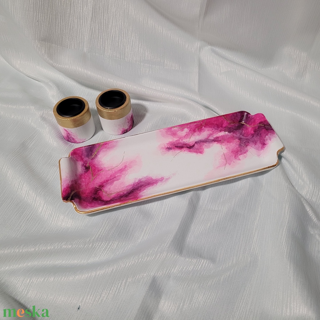 Gyertyatartó tálcával egyedi alcohol ink díszítéssel - otthon & életmód - dekoráció - asztal és polc dekoráció - dekorációs tál, tartó - Meska.hu Gyertyatartó tálcával egyedi alcohol ink díszítéssel - otthon & életmód - dekoráció - asztal és polc dekoráció - dekorációs tál, tartó - Meska.hu