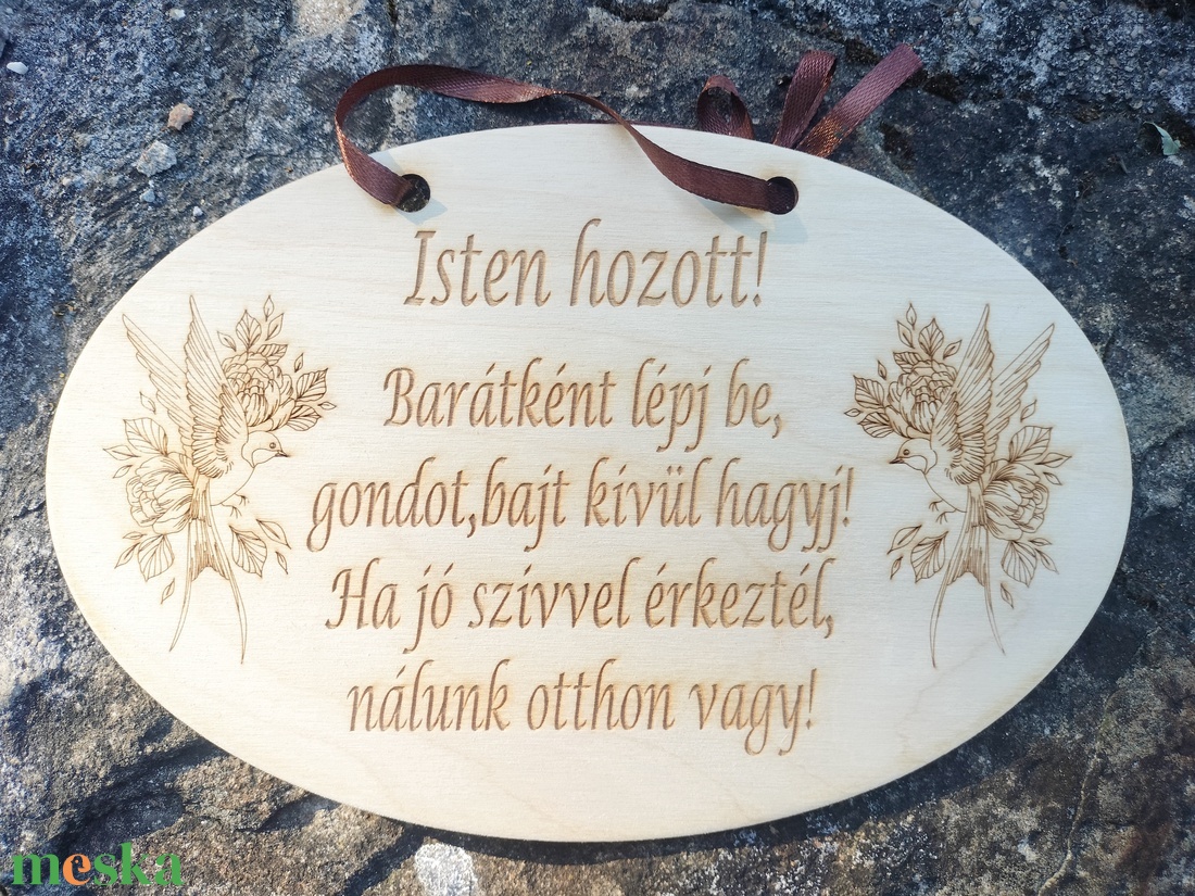 Isten hozott áldás fa tábla gravírozott  - otthon & életmód - vallás - házi áldás - Meska.hu