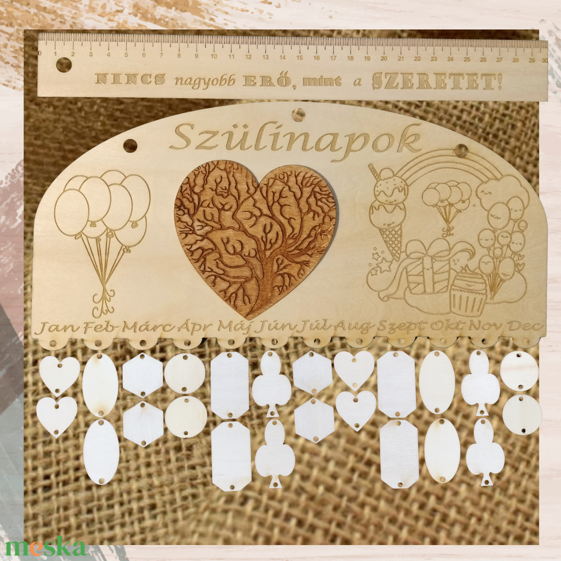 Családi szülinap ünnepek tábla öröknaptár születésnap szervező ünnepi naptár  - otthon & életmód - dekoráció - fali és függő dekoráció - falinaptár & öröknaptár - Meska.hu