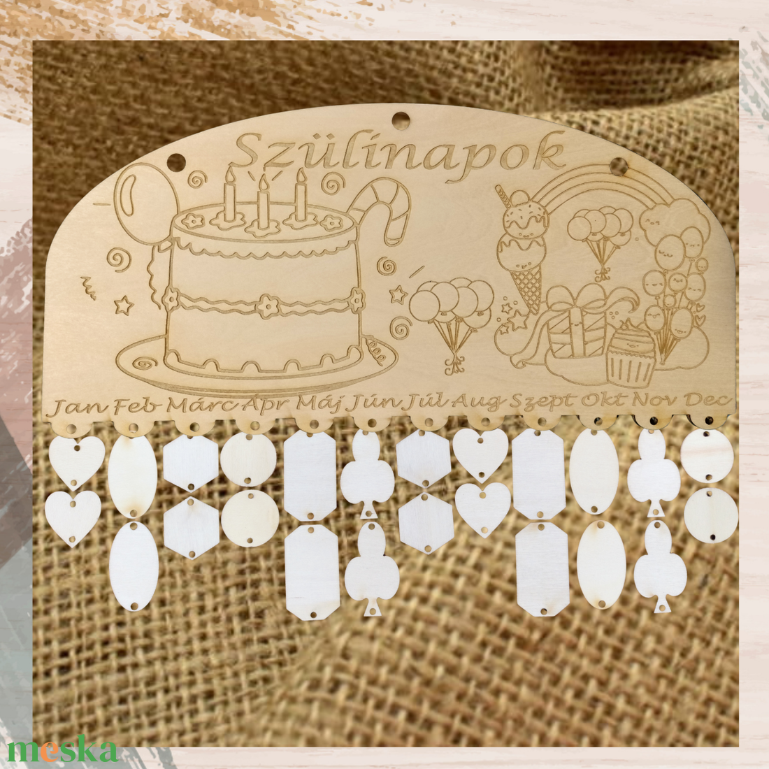 Családi szülinap ünnepek tábla öröknaptár születésnap szervező ünnepi naptár  - otthon & életmód - dekoráció - fali és függő dekoráció - falinaptár & öröknaptár - Meska.hu