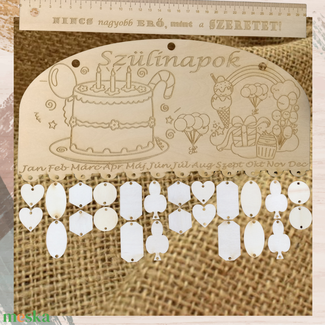Családi szülinap ünnepek tábla öröknaptár születésnap szervező ünnepi naptár  - otthon & életmód - dekoráció - fali és függő dekoráció - falinaptár & öröknaptár - Meska.hu