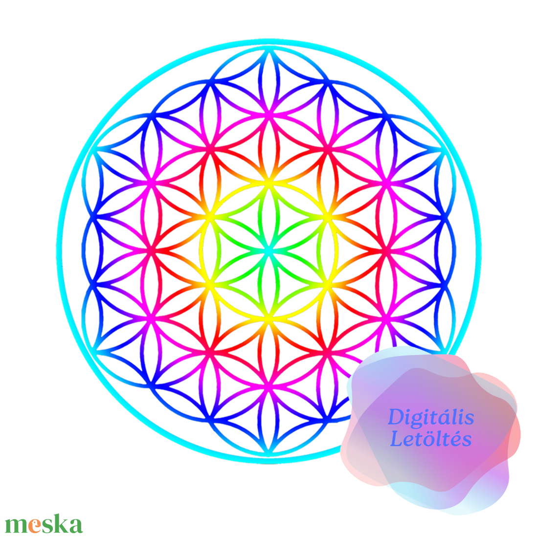 Nyomtatható PDF  csakra poszter, 7 jóga grafika, meditációs és energia gyógyító élet virága mandalaspirituális  - művészet - grafika & illusztráció - digitális - Meska.hu