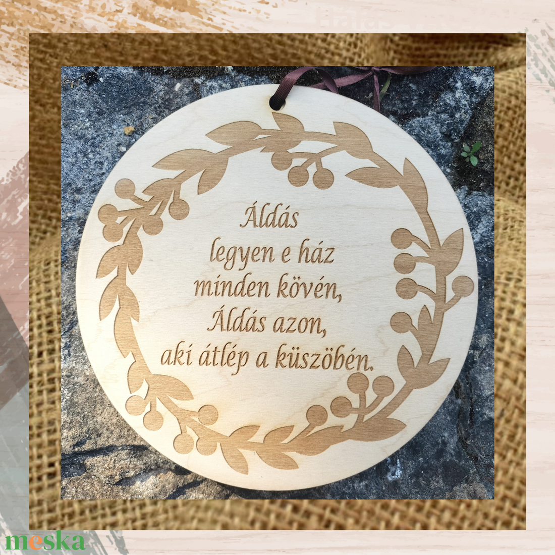 Áldás fa tábla házi áldás gravírozott falikép igés fatábla - otthon & életmód - vallás - házi áldás - Meska.hu