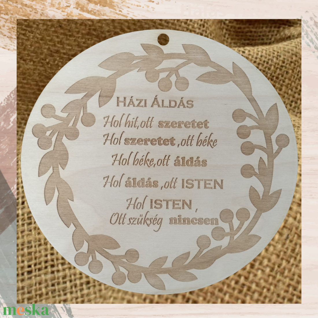 Áldás fa tábla házi áldás gravírozott falikép igés fatábla - otthon & életmód - vallás - házi áldás - Meska.hu