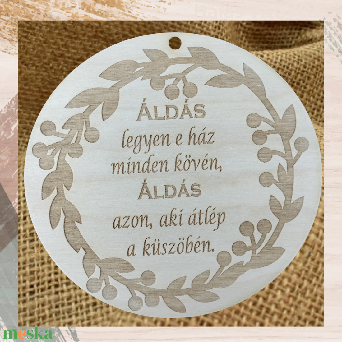 Áldás fa tábla házi áldás gravírozott falikép igés fatábla - otthon & életmód - vallás - házi áldás - Meska.hu