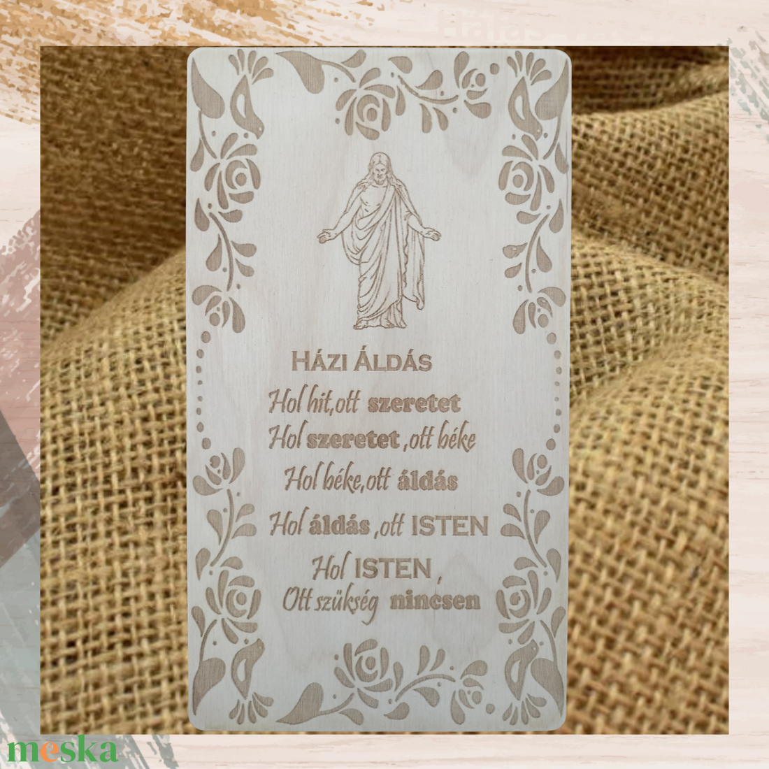 Áldás fa tábla házi áldás gravírozott falikép igés fatábla - otthon & életmód - vallás - házi áldás - Meska.hu