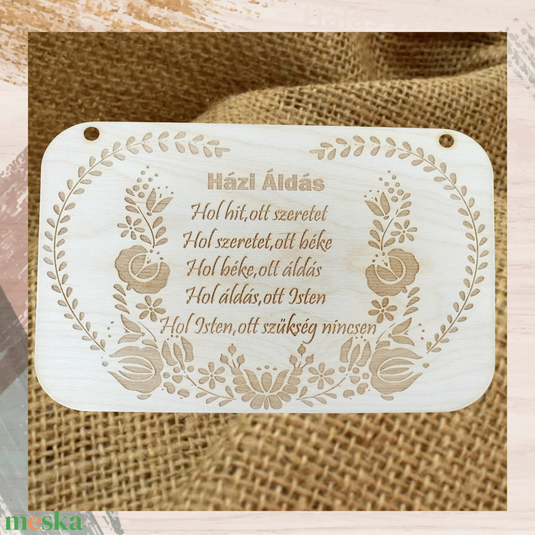 Áldás fa tábla házi áldás gravírozott falikép igés fatábla - otthon & életmód - vallás - házi áldás - Meska.hu