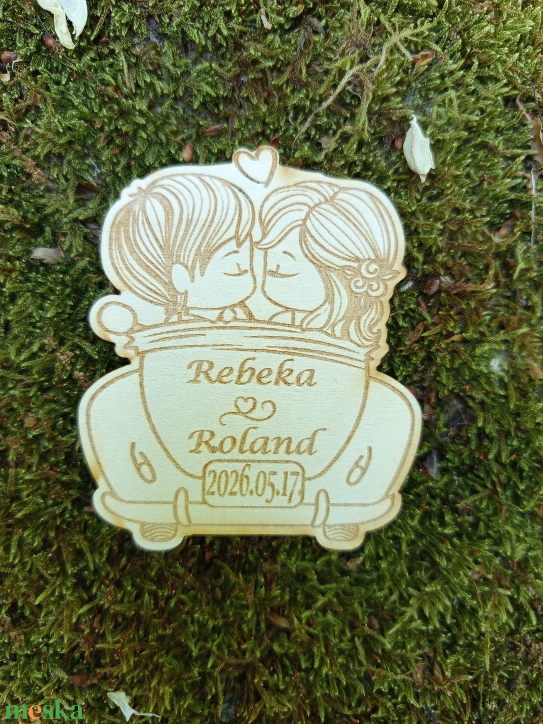 Személyre szabott autós Esküvői köszönő ajándék  köszönet ajándék gravírozott ültető hűtőmágnes könyv forma - esküvő - emlék & ajándék - köszönőajándék - Meska.hu
