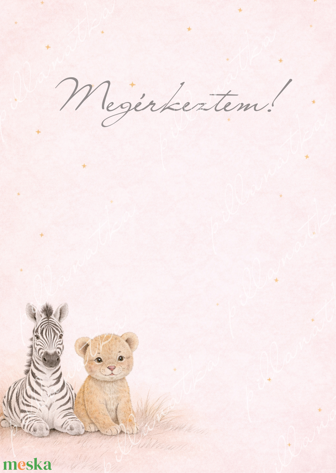 Megérkeztem � Szafari babaköszöntő kártya (digitális) - baba - mama - babaemlékek - bababejelentők - Meska.hu