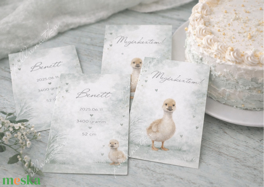 Megérkeztem � Kacsás babaköszöntő kártya (digitális) - baba - mama - babaemlékek - bababejelentők - Meska.hu
