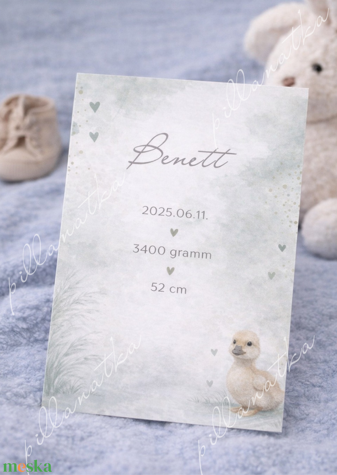 Megérkeztem � Kacsás babaköszöntő kártya (digitális) - baba - mama - babaemlékek - bababejelentők - Meska.hu