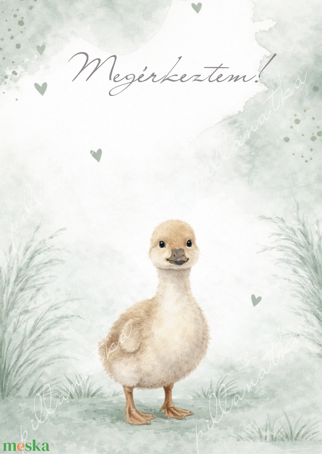 Megérkeztem � Kacsás babaköszöntő kártya (digitális) - baba - mama - babaemlékek - bababejelentők - Meska.hu