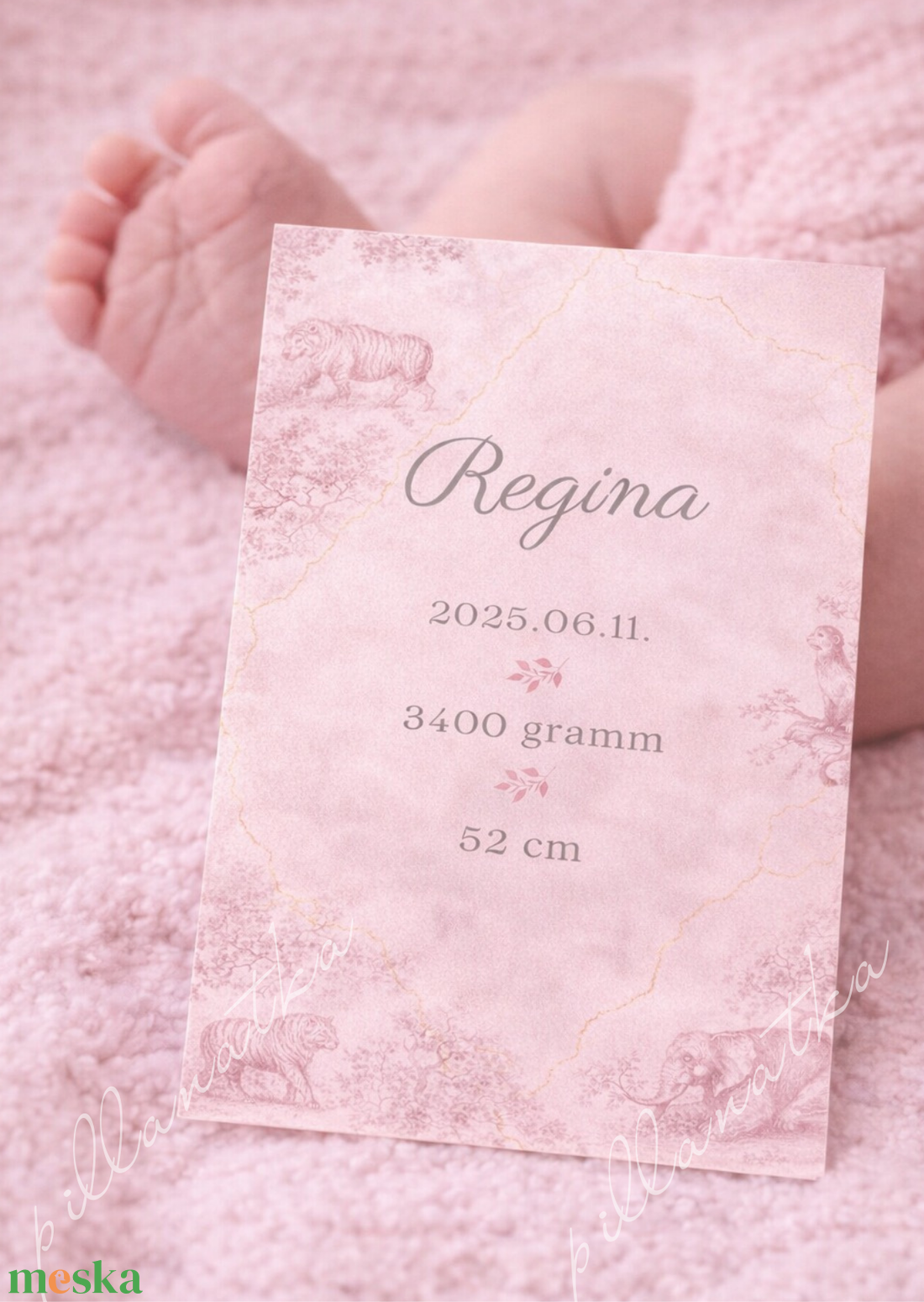 Babaköszöntő kártya (digitális) - rózsaszín - baba - mama - babaemlékek - bababejelentők - Meska.hu
