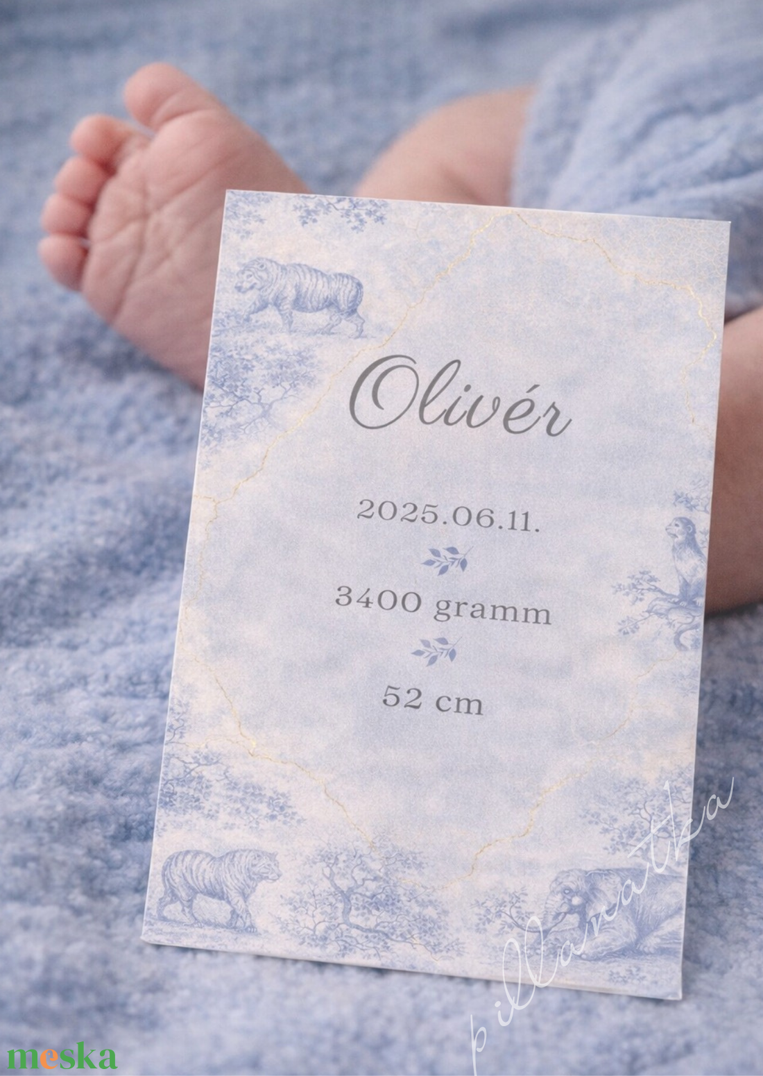 Babaköszöntő kártya (digitális) - kék - baba - mama - babaemlékek - bababejelentők - Meska.hu