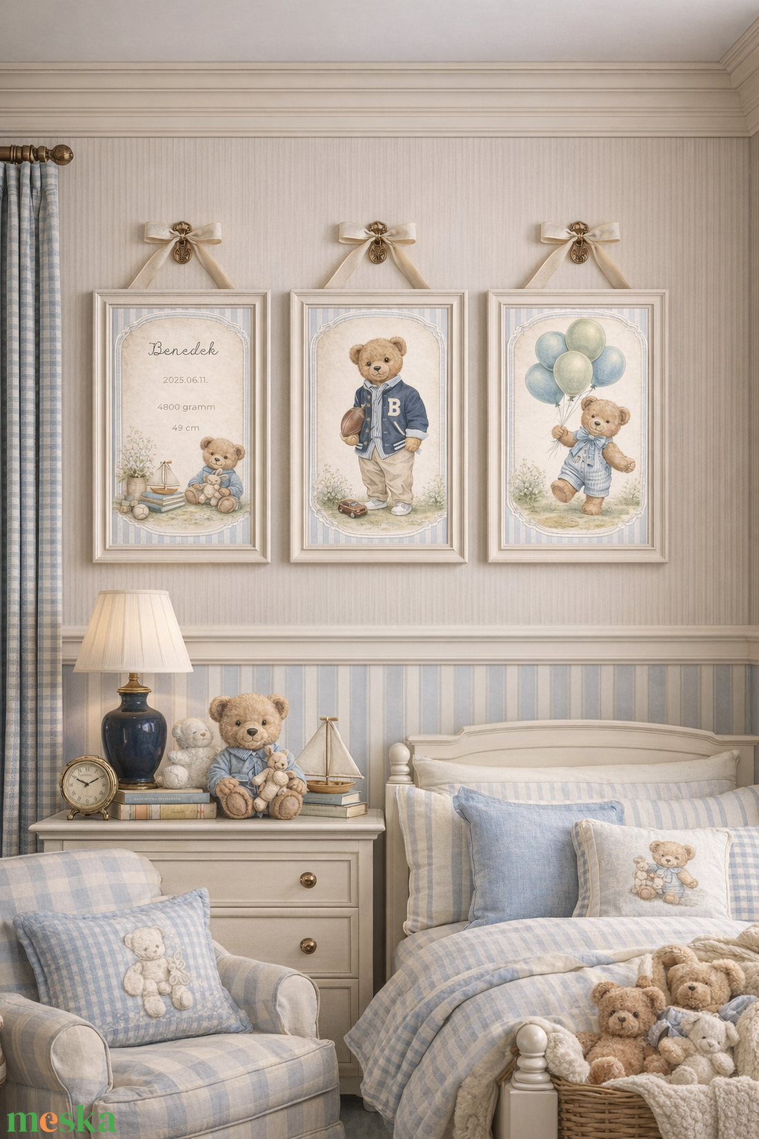 Vintage Teddy � személyre szabható poszter szett fiúknak - baba - mama - babaszoba dekoráció - babaposzter - Meska.hu