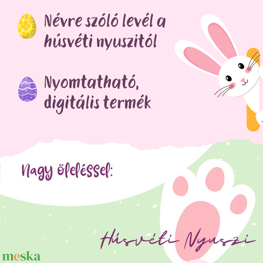 Névre szóló levél a Húsvéti Nyuszitól nyomtatható - otthon & életmód - papír, írószer - ajándékozás kellékei - képeslap, üdvözlőlap - Meska.hu Névre szóló levél a Húsvéti Nyuszitól nyomtatható - otthon & életmód - papír, írószer - ajándékozás kellékei - képeslap, üdvözlőlap - Meska.hu