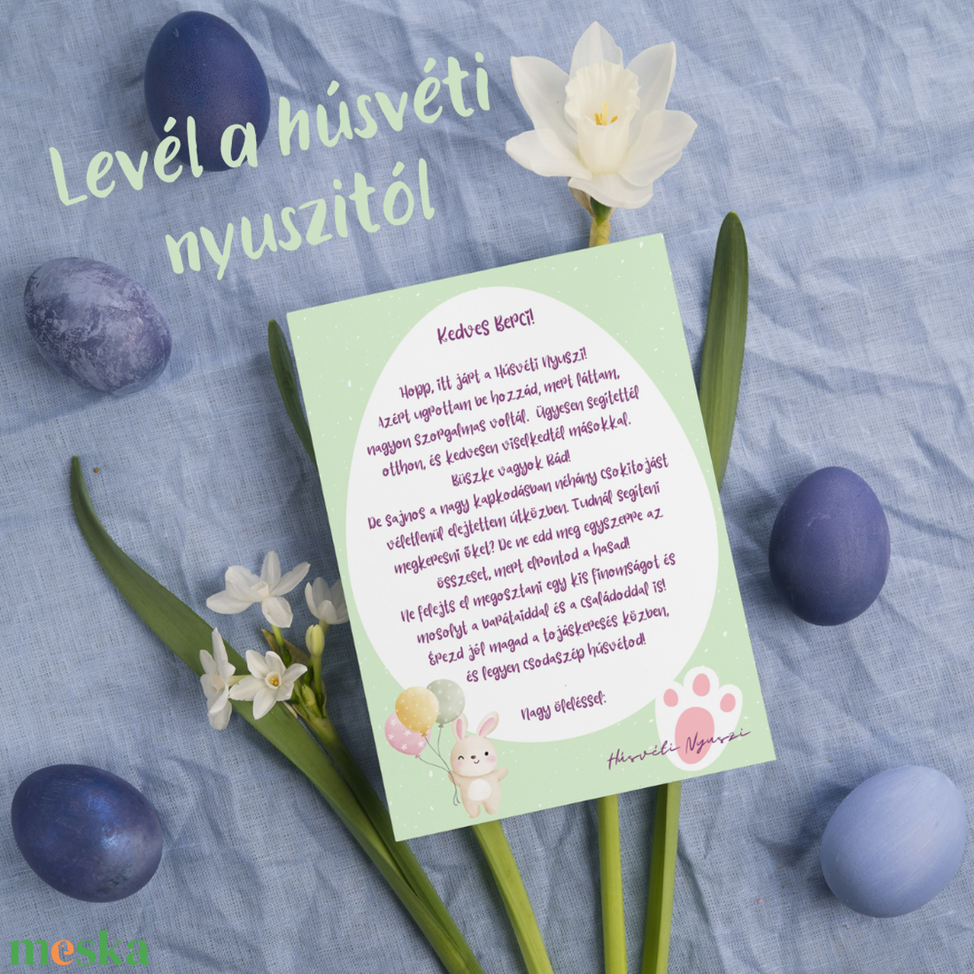 Névre szóló levél a Húsvéti Nyuszitól nyomtatható - otthon & életmód - papír, írószer - ajándékozás kellékei - képeslap, üdvözlőlap - Meska.hu Névre szóló levél a Húsvéti Nyuszitól nyomtatható - otthon & életmód - papír, írószer - ajándékozás kellékei - képeslap, üdvözlőlap - Meska.hu