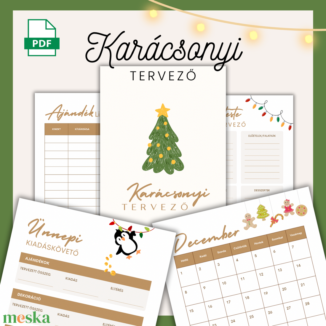 Karácsonyi tervező (nyomtatható pdf) - otthon & életmód - papír, írószer - naptár & tervező - Meska.hu