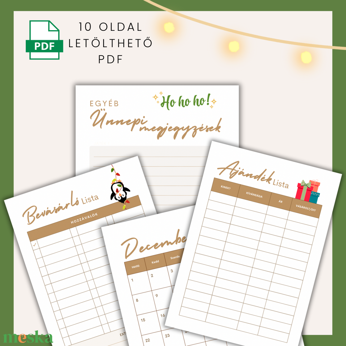 Karácsonyi tervező (nyomtatható pdf) - otthon & életmód - papír, írószer - naptár & tervező - Meska.hu
