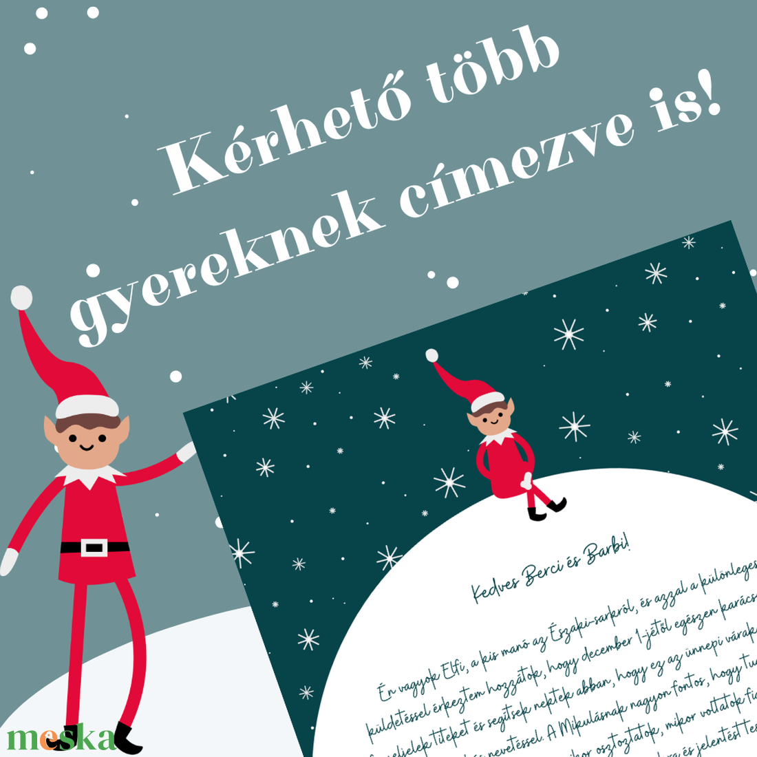 Névre szóló levél Elf manótól (nyomtatható pdf) - karácsony - karácsonyi ajándékozás - karácsonyi képeslap, üdvözlőlap, ajándékkísérő - Meska.hu