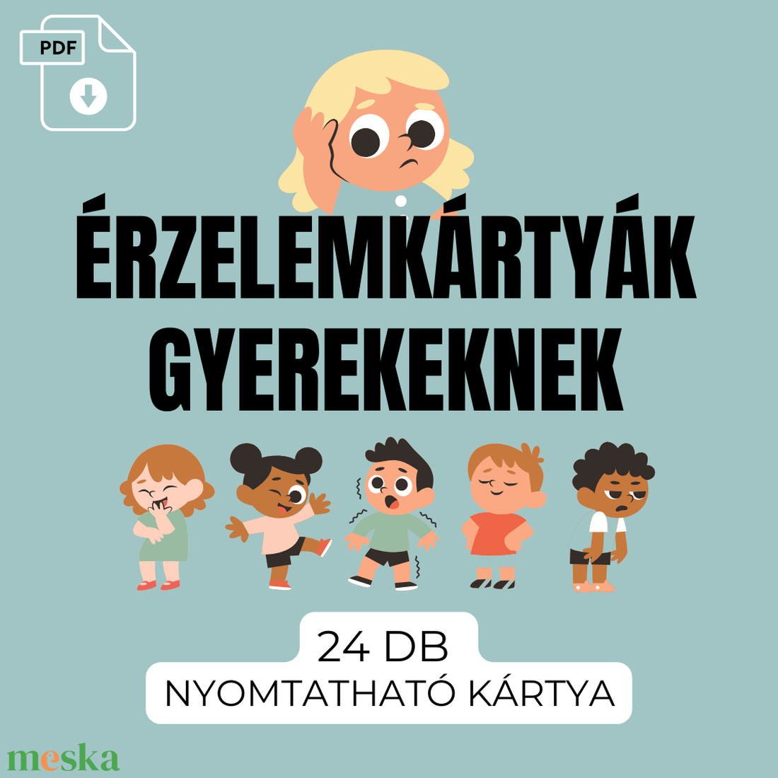 Érzelemkártyák gyerekeknek (nyomtatható pdf) - játék & sport - készségfejlesztő és logikai játék - oktató játékok - Meska.hu
