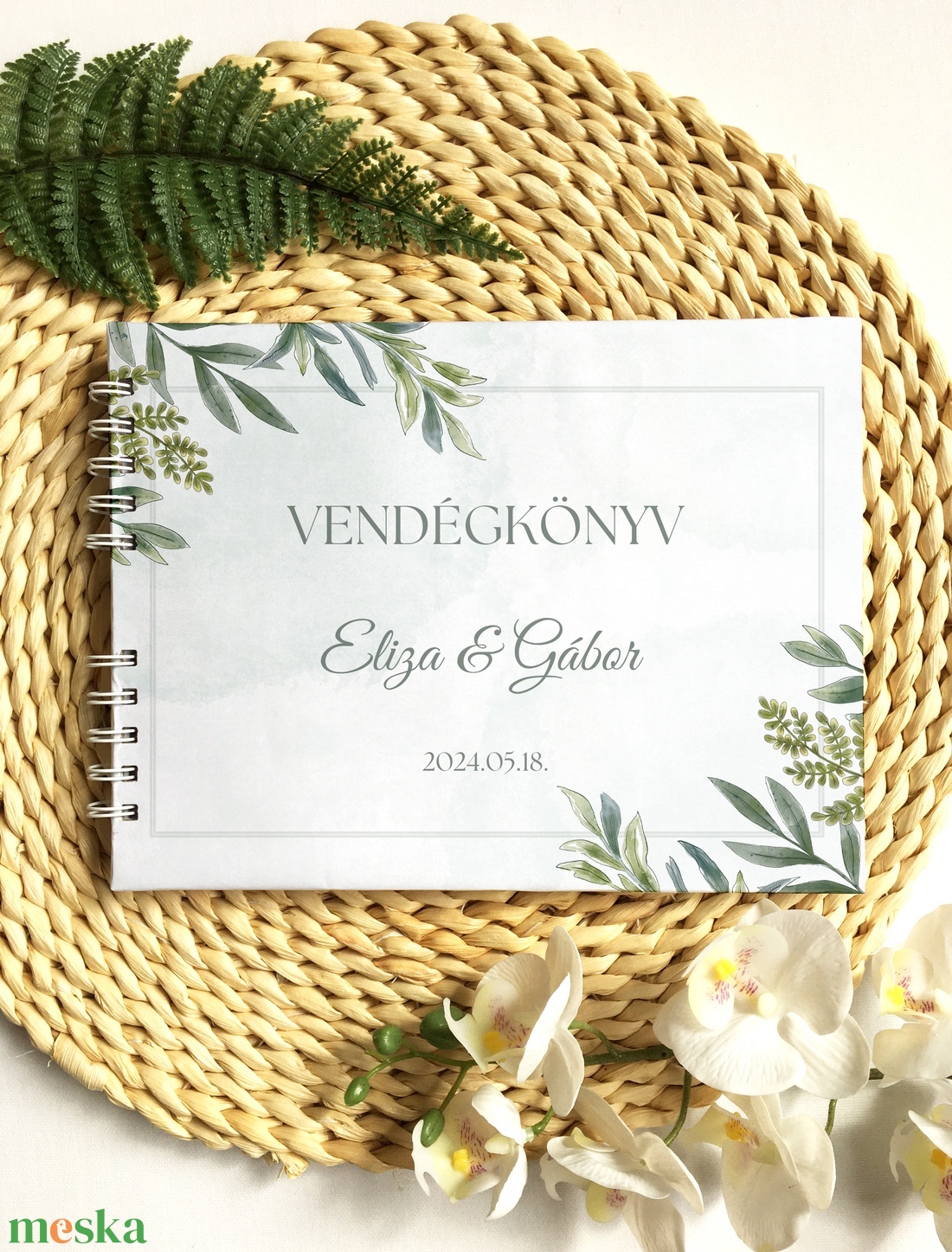 Zöld levelek kerettel vendégkönyv, fotóalbum - esküvő - emlék & ajándék - vendégkönyv - Meska.hu