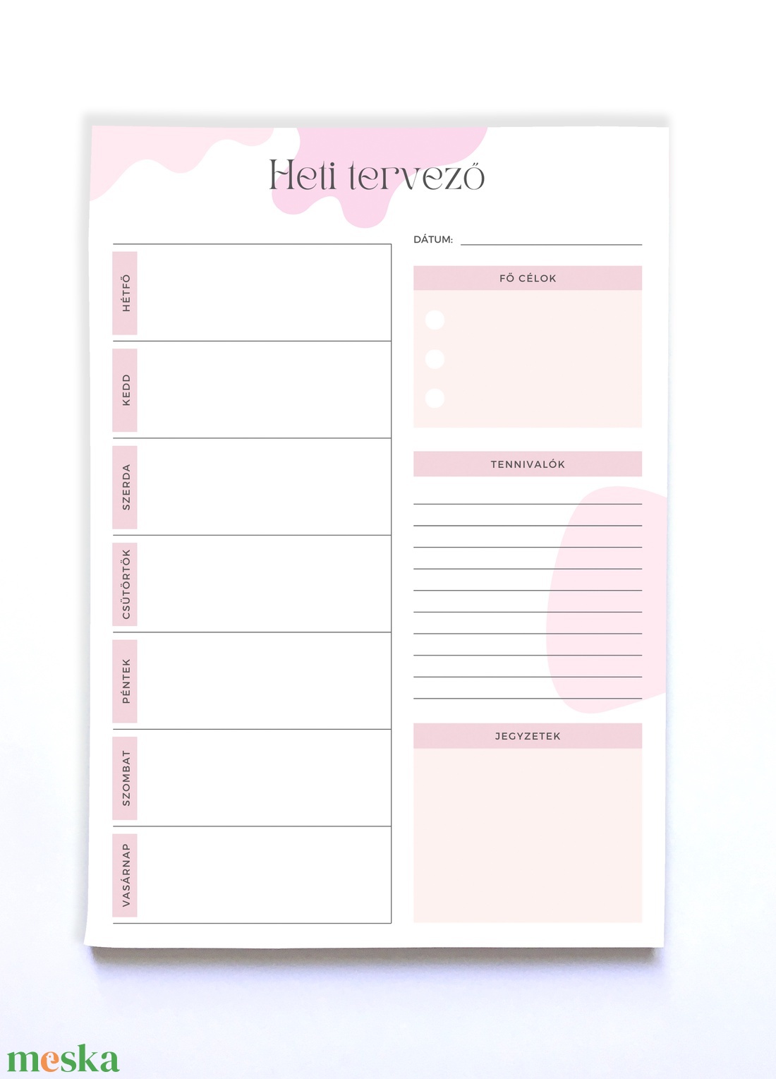 Rózsaszín mintás heti tervező jegyzettömb - otthon & életmód - papír, írószer - naptár & tervező - Meska.hu Rózsaszín mintás heti tervező jegyzettömb - otthon & életmód - papír, írószer - naptár & tervező - Meska.hu