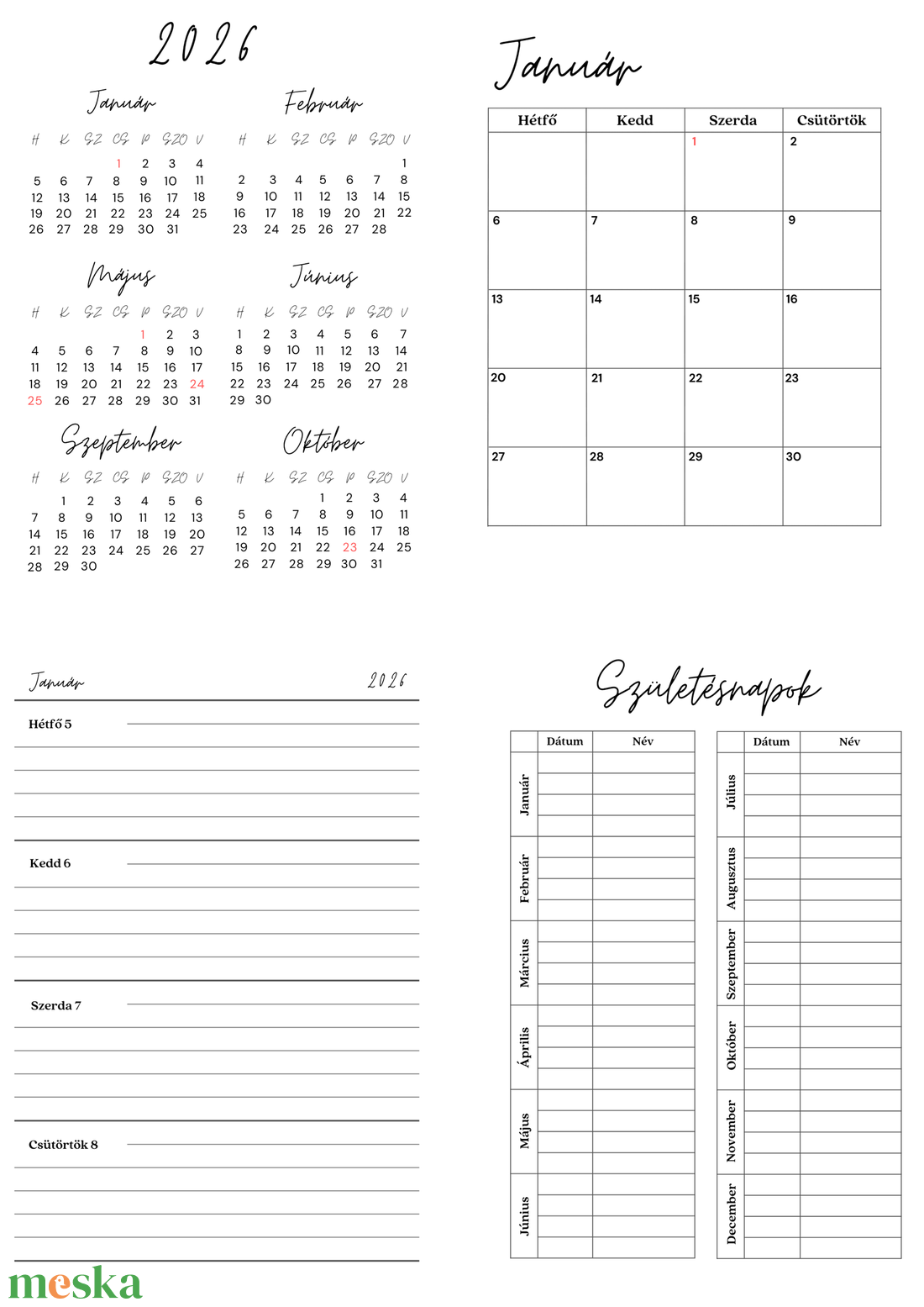 Fényképes, egyedi borítós határidőnapló 2026 - otthon & életmód - papír, írószer - naptár & tervező - Meska.hu