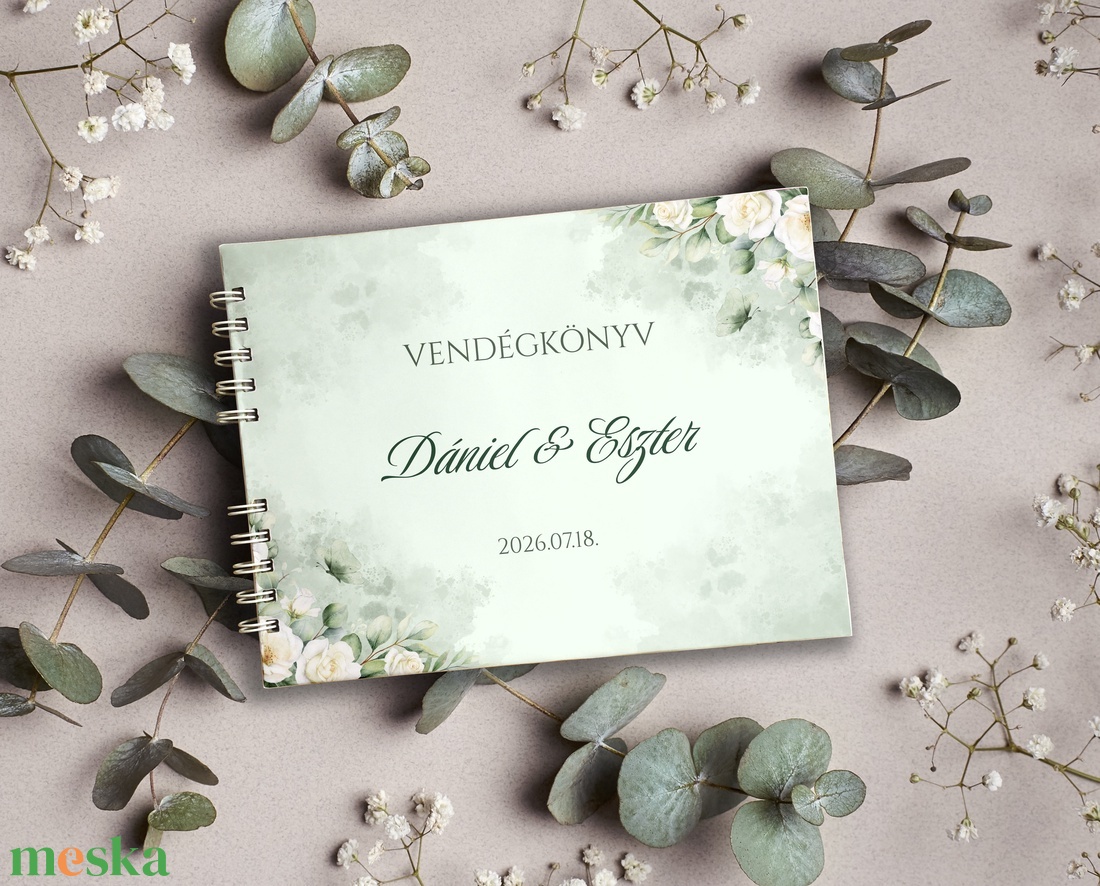 Zöld elegancia vendégkönyv, fotóalbum - esküvő - emlék & ajándék - vendégkönyv - Meska.hu