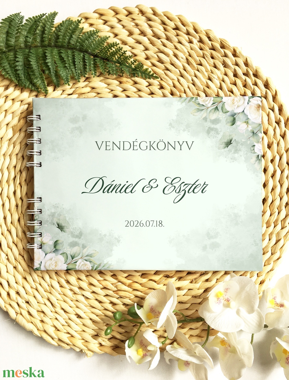 Zöld elegancia vendégkönyv, fotóalbum - esküvő - emlék & ajándék - vendégkönyv - Meska.hu