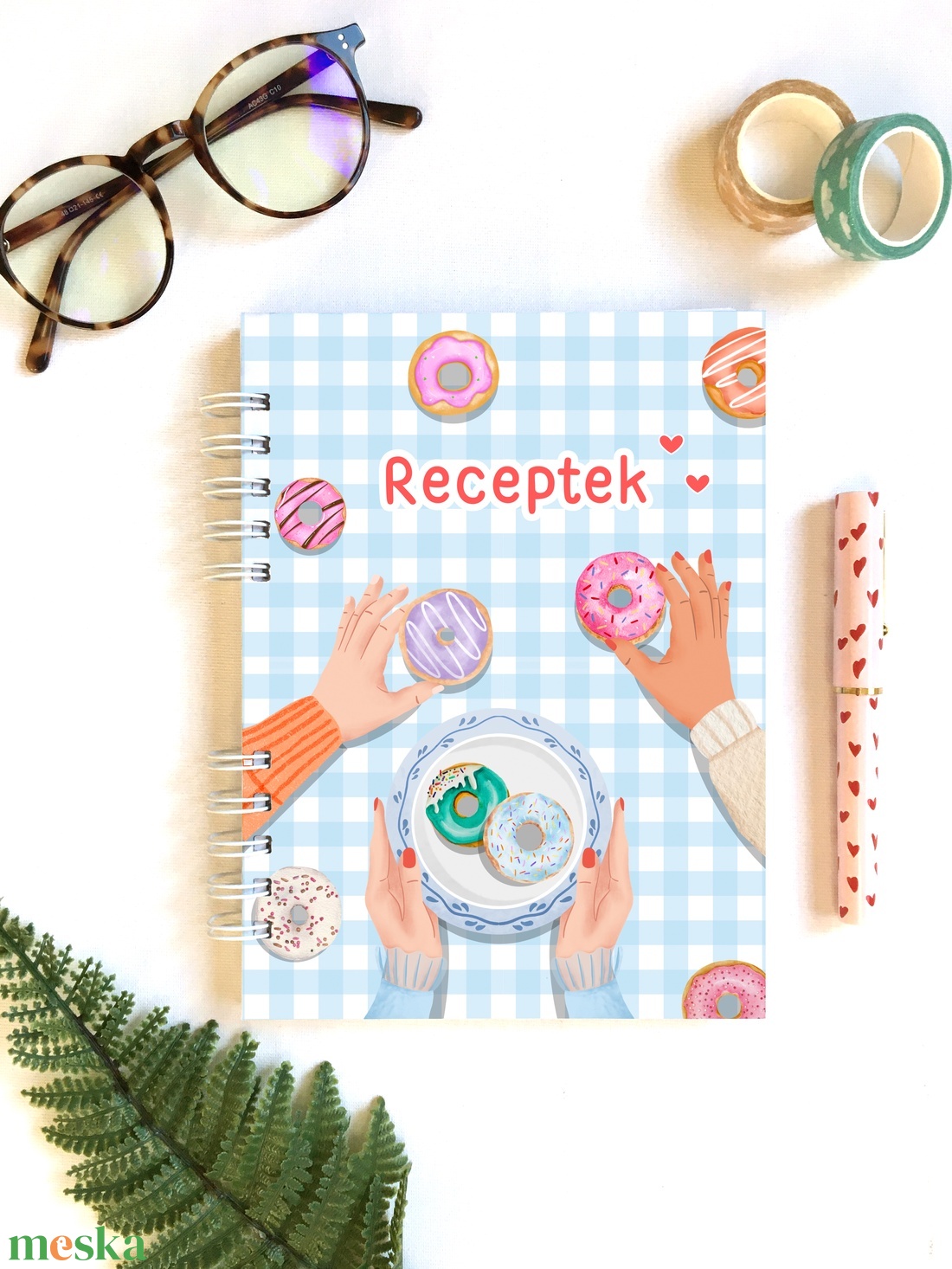 Fánk mintás receptfüzet, receptgyűjtő spirálfüzet - otthon & életmód - konyhafelszerelés, tálalás - sütés, főzés - receptfüzet - Meska.hu